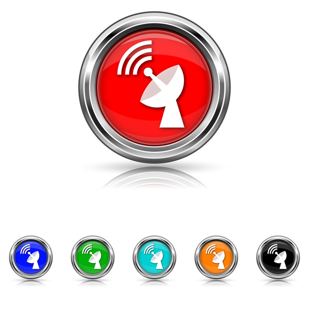 Wireless antenna icon - six colours set - Vector, Image