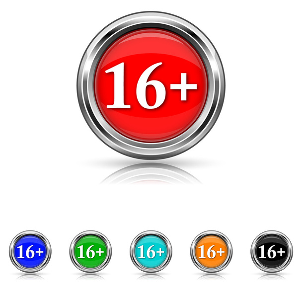 16 плюс значок - набор из шести цветов
 - Вектор,изображение