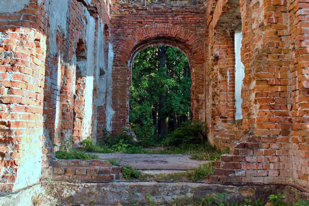 inside view of destroyed palace brick walls - Photo, Image