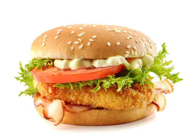 fresco gustoso hamburger di pollo isolato su sfondo bianco - Foto, immagini