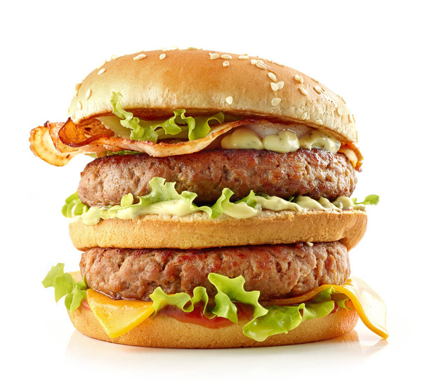 fresh tasty burger isolated on white background - Photo, Image