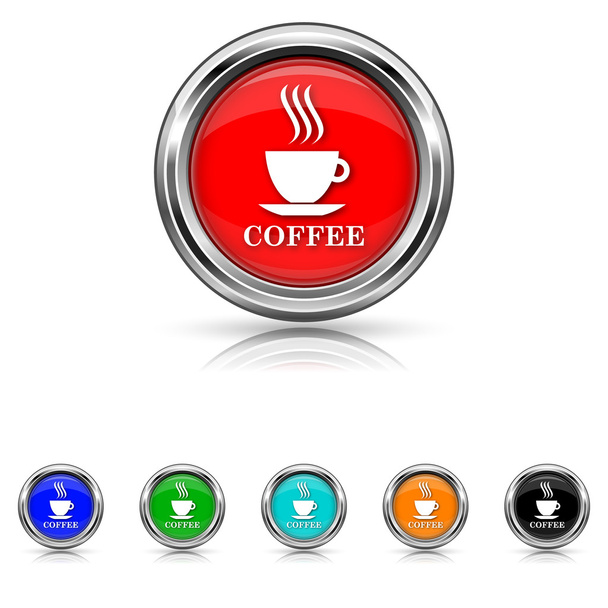 コーヒー カップ アイコン - 六つの色を設定します。 - ベクター画像