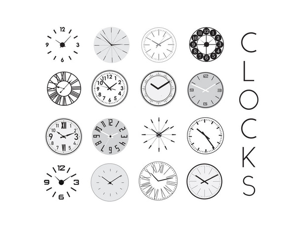 illustrazione vettoriale collezione orologi. icone orologio matita abbozzato. - Vettoriali, immagini