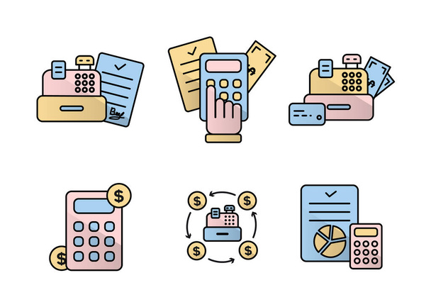 Finance. Vector illustration set of icons of settlement operations, accounting. - Vector, Image