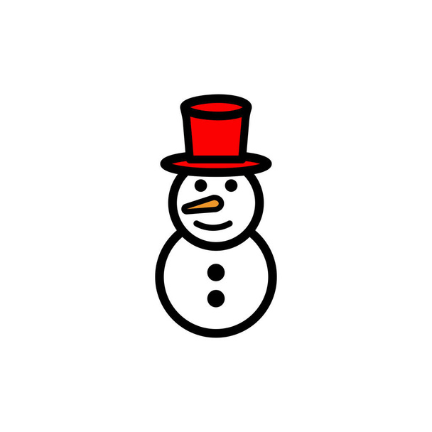 Snowman flat icon. Christmas and New Year decor. Vector on isolated white background. EPS 10. - Vector, Image