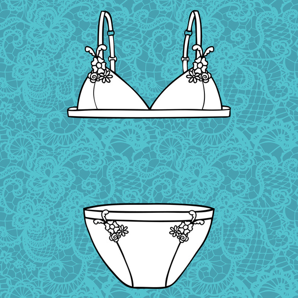 Lacy bra and panties - Vektor, Bild