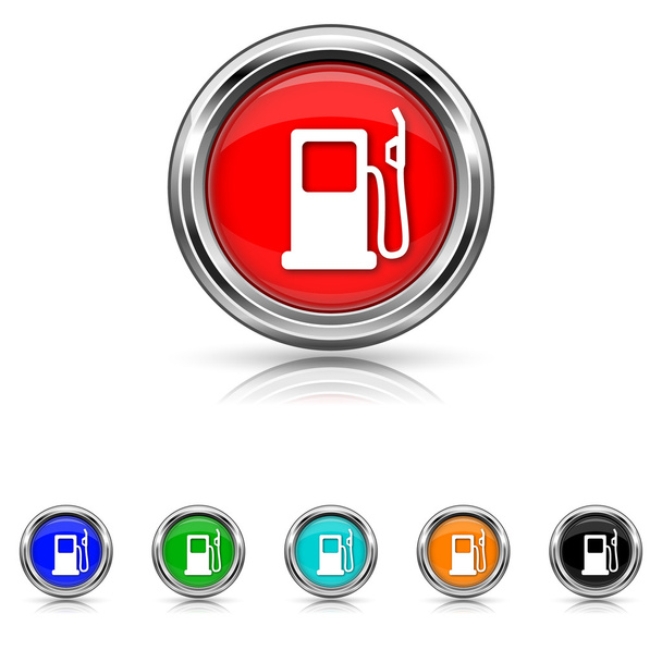 benzin pompası simgesi - altı renk ayarla - Vektör, Görsel