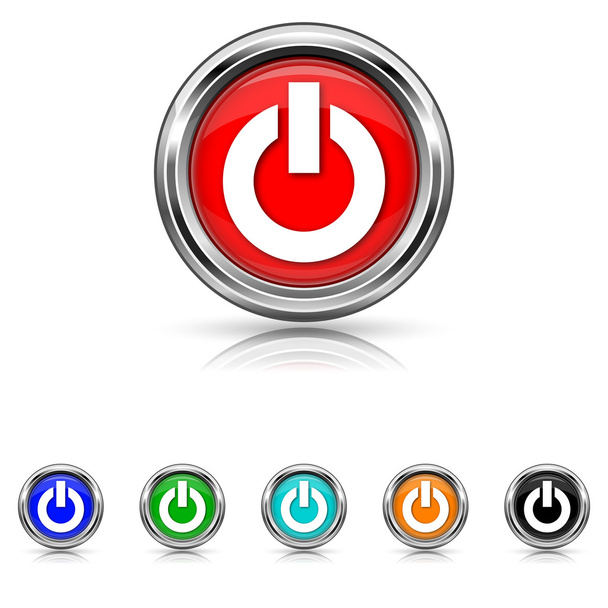 icône bouton d'alimentation - ensemble de six couleurs
 - Vecteur, image