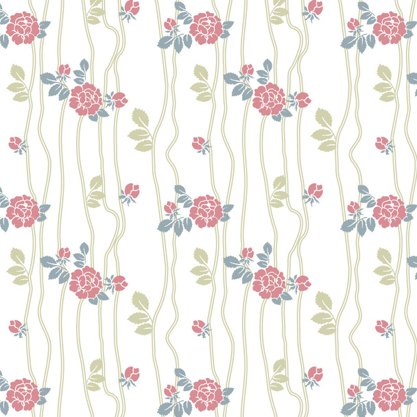 Patrón de rosas sin costura con líneas
 - Vector, Imagen