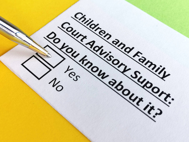Uma pessoa está respondendo a perguntas sobre crianças e apoio consultivo do tribunal de família. - Foto, Imagem