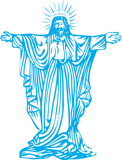 Rysunek lub szkic Jezusa Chrystusa Boga lub znak chrześcijański i zarys symbolu Edytowalny wektor Ilustracja - Wektor, obraz