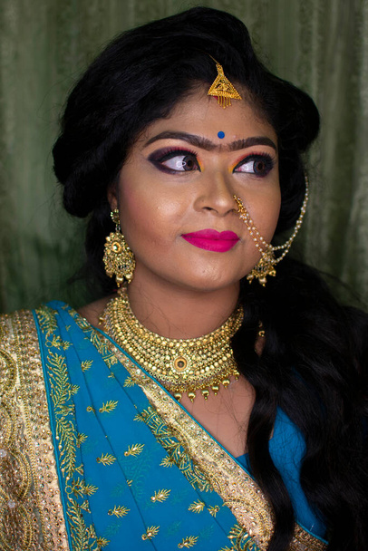 an indian girl in reception party makeup - Photo, Image