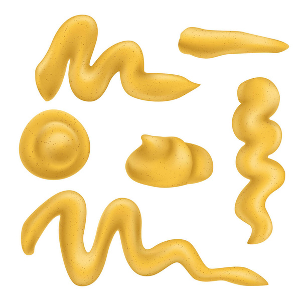 Set van realistische mosterddruppels - Vector, afbeelding