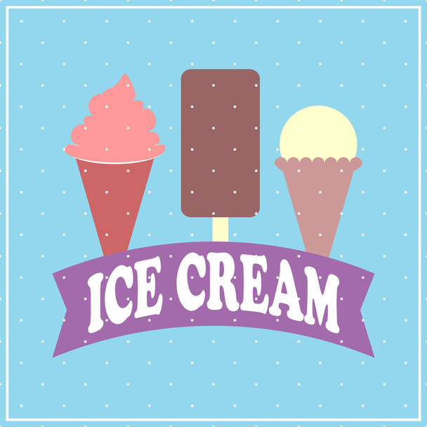 Ice cream cartoon flat style - Vecteur, image