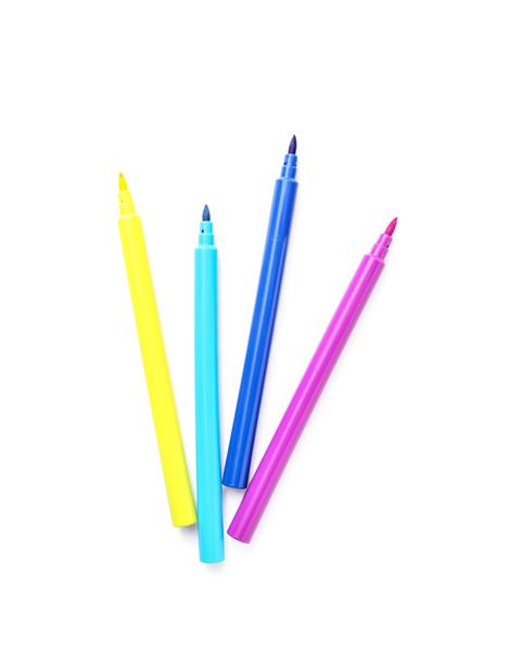 Colorful felt-tip pens on white background - Photo, Image