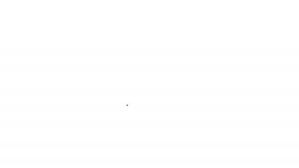 Fekete vonal szarvas agancs pajzs ikon elszigetelt fehér alapon. Vadásztrófea a falon. 4K Videó mozgás grafikus animáció - Felvétel, videó