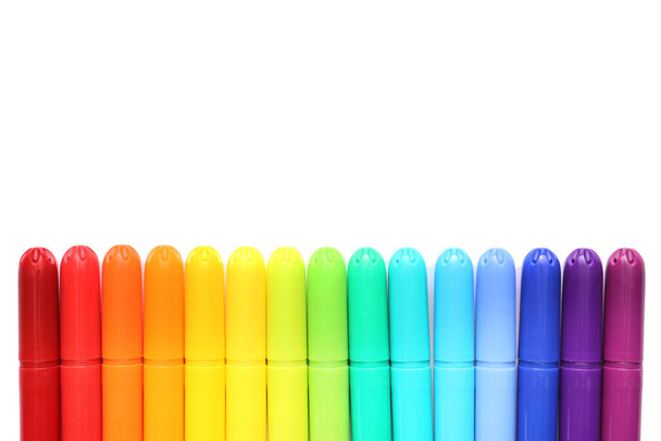 Colorful felt-tip pens on white background - Photo, Image
