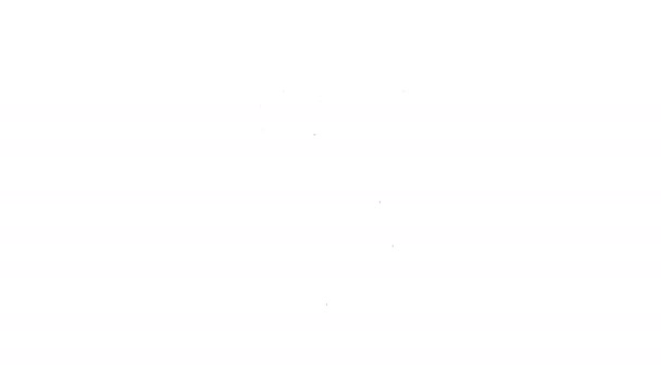 Línea negra Icono de spray Pepper aislado sobre fondo blanco. Gas OC. Aerosol de autodefensa Capsicum. Animación gráfica de vídeo 4K - Metraje, vídeo