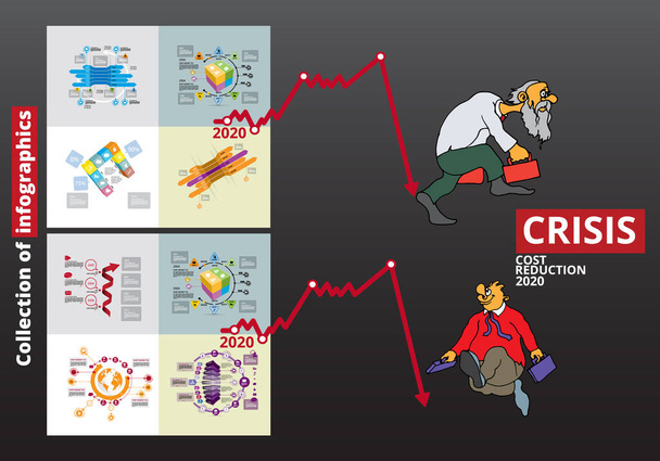 Auswirkungen der Krise auf Weltwirtschaft und Aktienmärkte. Illustration zum Konzept der Finanzkrise - Vektor, Bild