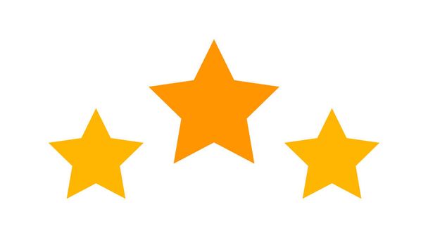 Символ 3 звезды милый изолированы на белом, мультяшной формы звезды желтый оранжевый, иллюстрация простая звезда рейтинга символ, клип искусства три звезды для логотипа, пентаграмма звезды для украшения рейтинга награды - Вектор,изображение