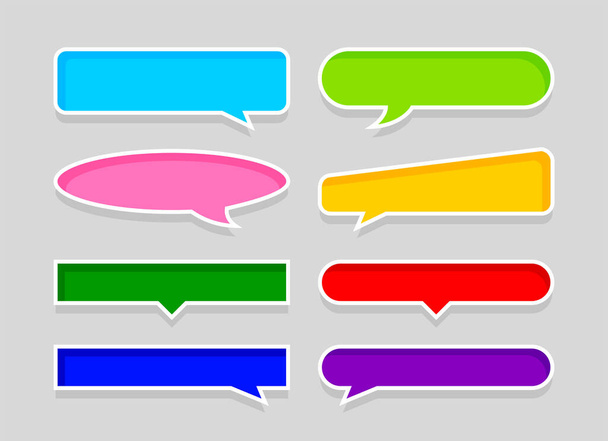 burbuja de voz horizontal colorido aislado en gris, muchas formas de burbuja de voz de marco horizontal, globo de cuadro de diálogo para título de texto colorido, símbolo de chat de discusión para banner, varios globos para hablar - Vector, Imagen