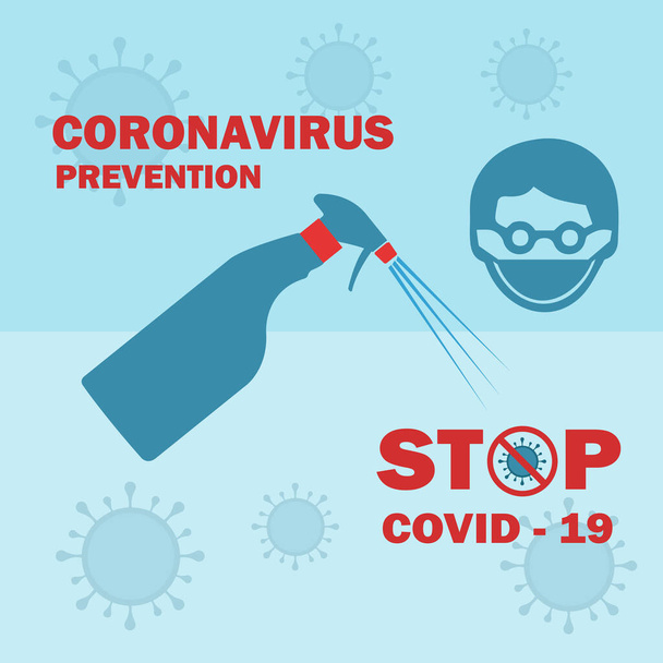 Interrompere coronavirus covid 19 prevenzione dell'epidemia. Protezione contro la pandemia coronarica. Illustrazione poster o banner vettoriale. - Vettoriali, immagini