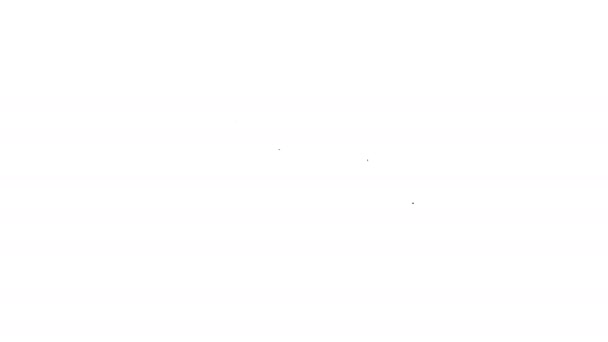 Schwarze Linie Fischerboot auf dem Wasser Symbol isoliert auf weißem Hintergrund. 4K Video Motion Grafik Animation - Filmmaterial, Video
