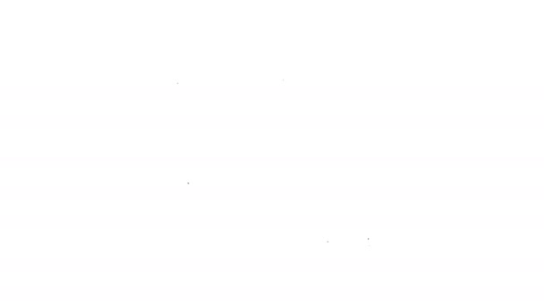 Ligne noire Bottes de pêche icône isolée sur fond blanc. Botte en caoutchouc imperméable. Bottes de gomme pour temps pluvieux, pêche, chasseur, jardinage. Animation graphique de mouvement vidéo 4K - Séquence, vidéo