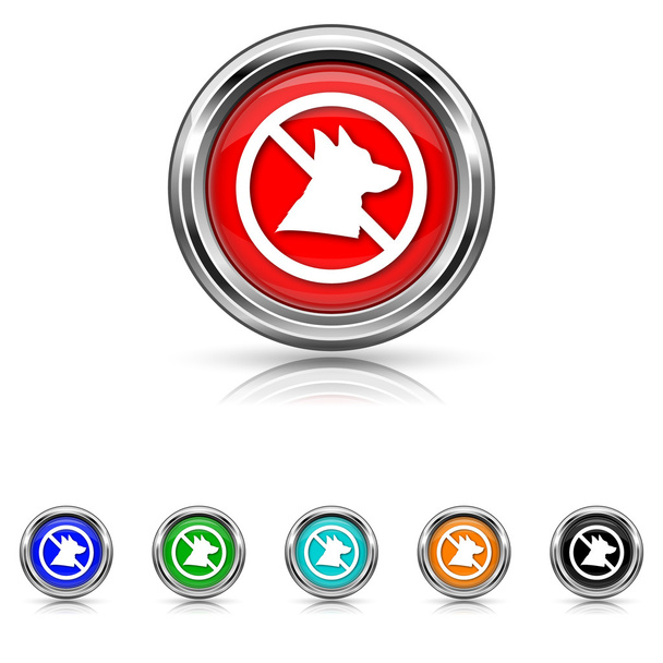 Forbidden dogs icon - six colours set - Vector, Image