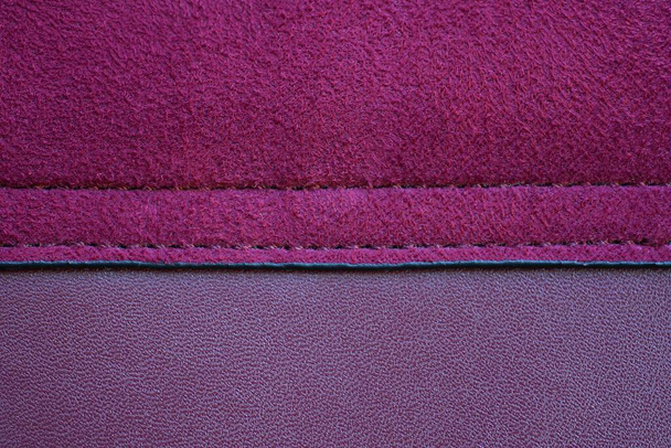 cuir rouge et daim texture avec couture - Photo, image
