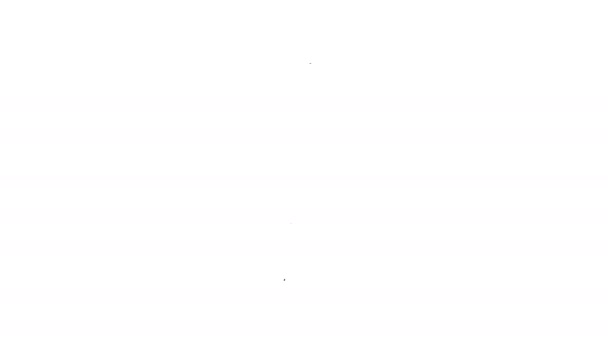 Linea nera Icona del rastrello da giardino isolata su sfondo bianco. Attrezzo per orticoltura, agricoltura, agricoltura. Coltivatore di terra. Animazione grafica 4K Video motion - Filmati, video