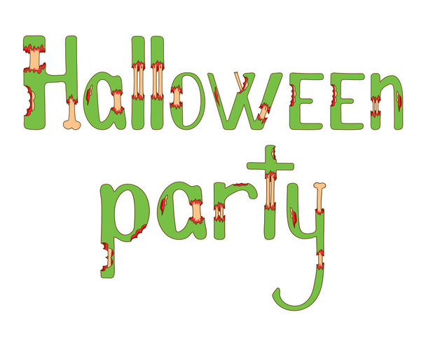Halloween feestbelettering. Font in zombie stijl voor print ontwerpen, grafische elementen, poster, sticker, banner, uitnodiging. EPS10 - Vector, afbeelding