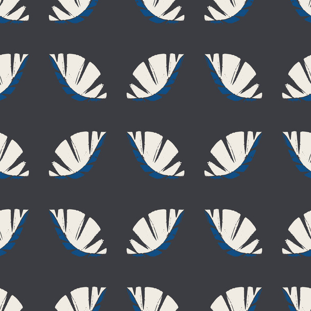 Geometrische mono print stijl laat naadloze vector patroon achtergrond. Getextureerd uitgesneden wit blad op leisteen zwarte achtergrond. Schilderachtig mannelijk ontwerp. Overdruk voor heren mode, overhemd, stof - Vector, afbeelding