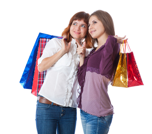 Two teen girls with bags - Foto, imagen