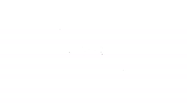 Linha preta Caranguejo servido em um ícone de placa isolado no fundo branco. Animação gráfica em movimento de vídeo 4K - Filmagem, Vídeo