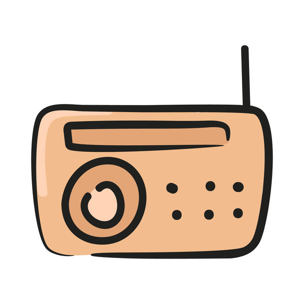 Radio icon in modern hand drawn style, radio set - Vector, Imagen