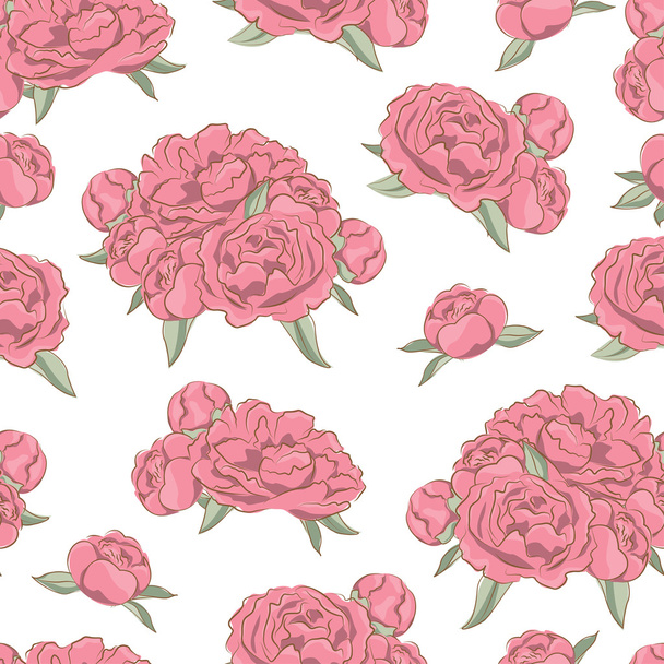 seamless pattern di peonie rosa - Wektor, obraz