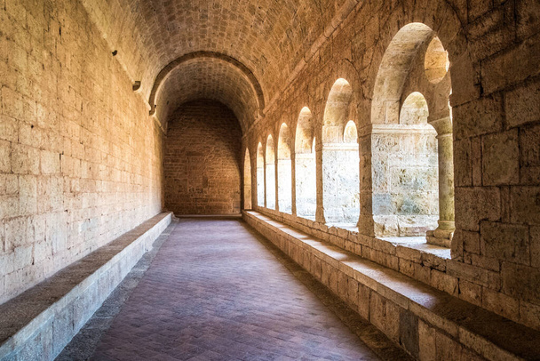 Cloister of the Cistercian abbey of Thonoret in the Var in France - Photo, Image