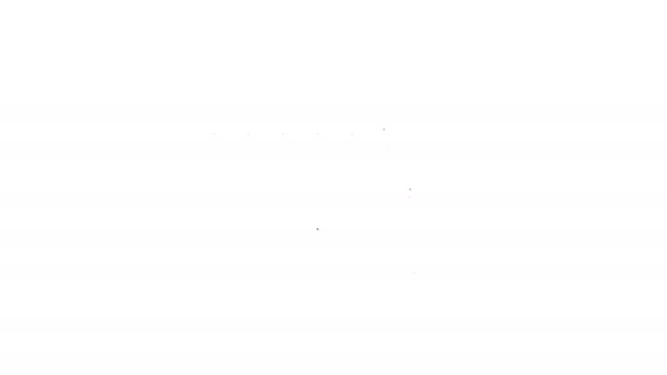 Černá čára Nákupní budova s ikonou štítu izolované na bílém pozadí. Pojištění. Zabezpečení, bezpečnost, ochrana, koncepce ochrany. Grafická animace pohybu videa 4K - Záběry, video