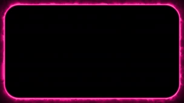 Abstraktes, rosafarbenes neonglitzerndes Rechteckgestell. 4K abgerundete rechteckige Animation auf schwarzem Hintergrund. Vorlage für Projektionsmapping oder Präsentationen. Dynamisch animierte Flüssigkeiten und Linien - Filmmaterial, Video