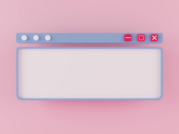 3d renderização janela de software de interface em branco com pequena barra de ferramentas no fundo rosa. - Foto, Imagem