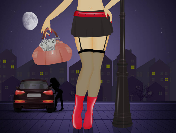 illustration of sexy prostitutes on the street - Foto, imagen