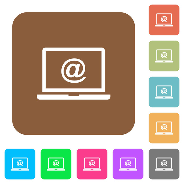 Reload emails flat icons on rounded square vivid color backgrounds. - Вектор,изображение