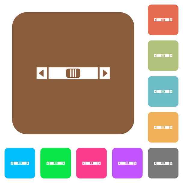 Iconos planos de barra de desplazamiento horizontal sobre fondos cuadrados redondeados de colores vivos. - Vector, Imagen