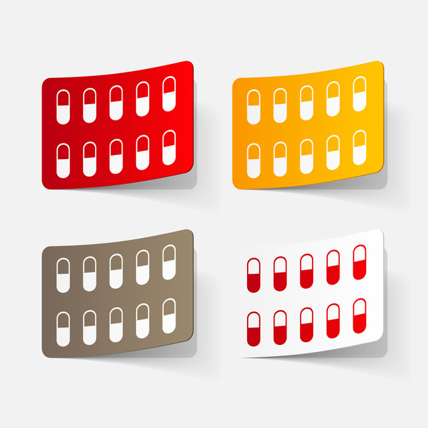 Pills paper stickers - Vettoriali, immagini