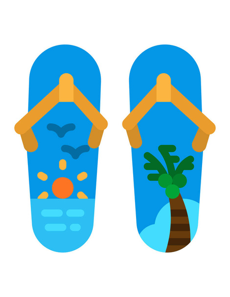 illustrazione vettoriale di due pantofole da spiaggia - Vettoriali, immagini