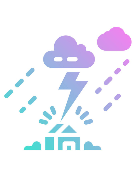 雷雨の雷ベクトルアイコン - ベクター画像