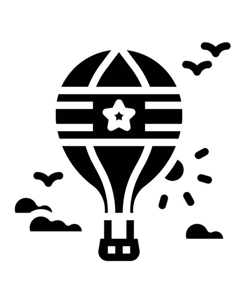 icona mongolfiera in stile nero isolato su sfondo bianco. illustrazione vettoriale simbolo estivo. - Vettoriali, immagini