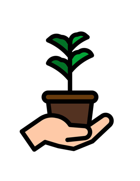 plante à la main icône vectoriel illustration conception graphique - Vecteur, image