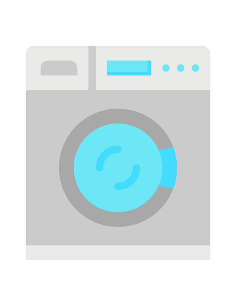 иконка стиральной машины плоского цвета для любой векторной иллюстрации дизайна - Вектор,изображение